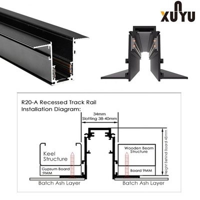 OEM Black Embedded 48V Magnetic Track Light Low Voltage Safety