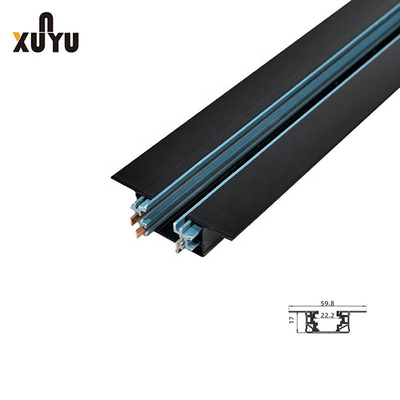 Recessed Track Lighting Rail System 3 Wire Aluminum Black Rail Lighting