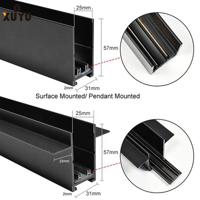 220v High Voltage LED Magnetic Track Light Embedded Aluminum 1m/1.5m/2m Track Rail