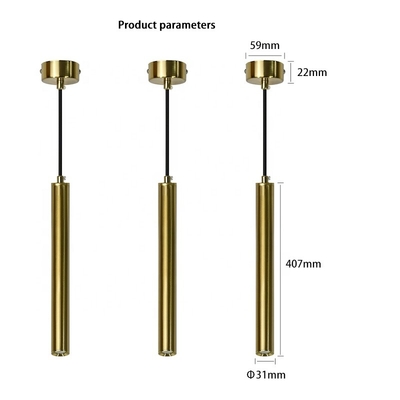 Golden Long Tube Cylindrical Pendant Light Ceiling Surface Mounted