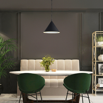 Conical Single Head Black Hanging Lights 250mm For Living Room