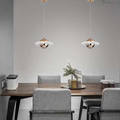 Glass E27 Flying Saucer Pendant Light Aluminum Body With Smooth Surface