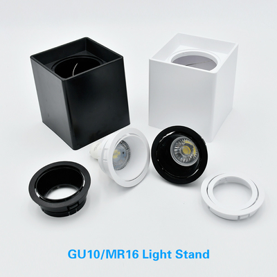 Square / Round Gu10 Bulb Housing Surface Mounted Mr16 LED Housing