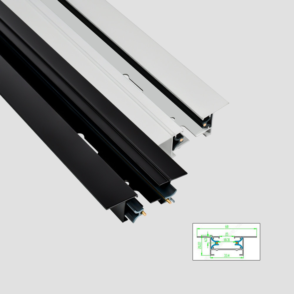 2 Wire Embedded All Aluminum Track Rail Copper Core Black White