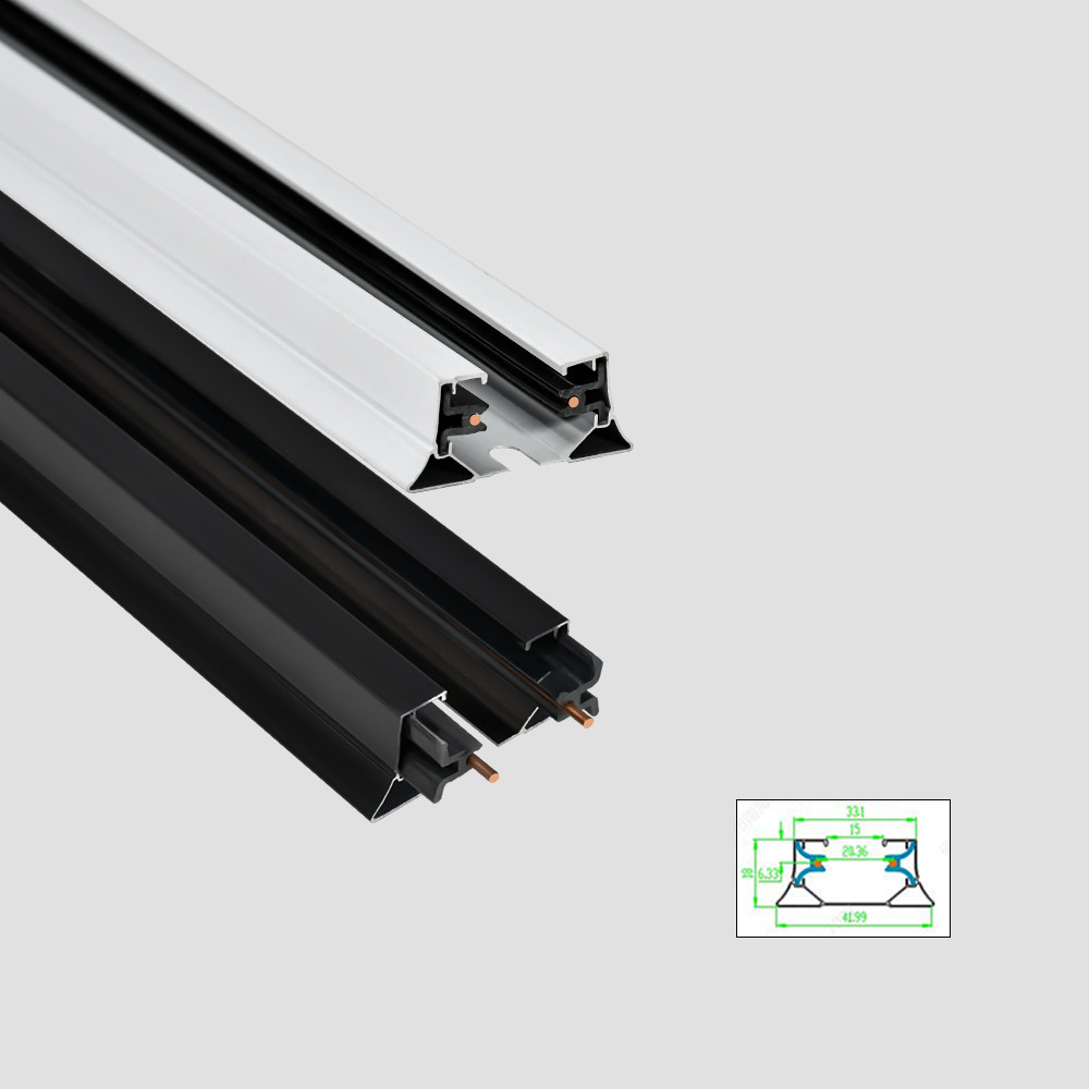 2 Wire 1m 2m Surface Mounted Track Rail System For Supermarket Shopping ...