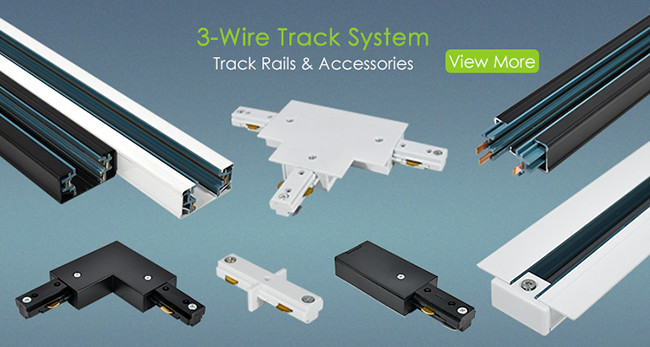 White 110-240V Track Lighting Accessories 3 Wire Straight Line Connector