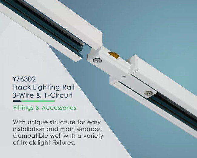 Aluminum Track Light Rail System 3 Wires Single Circuit Mono Phase