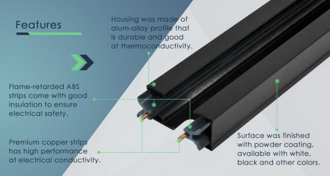 Powder Coating Track Lighting Rail System Second Line 1m 2m 3m