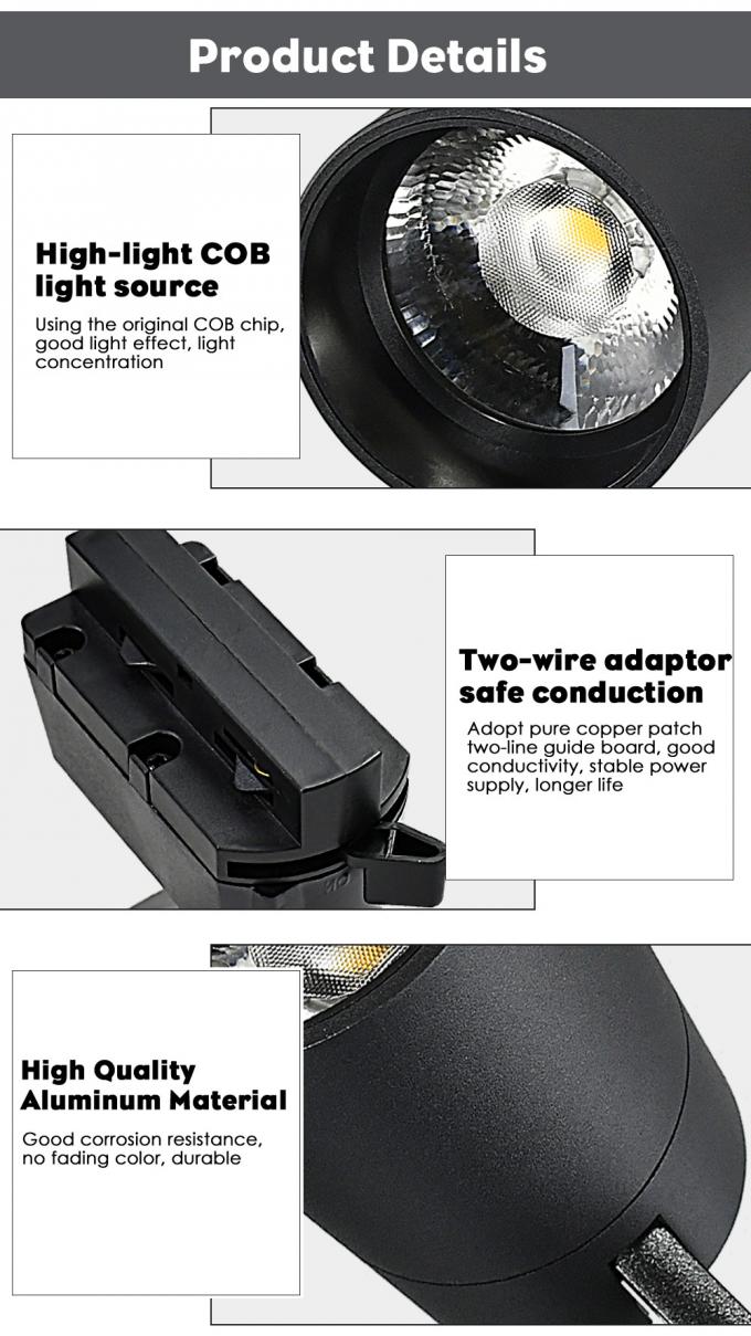Surface Mounted Adjustable Angle Cob Led Track Light High CRI