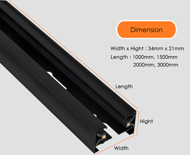 2 Lines Surface Mounted Round Copper Track Lighting Rail System 1m 2m 3m