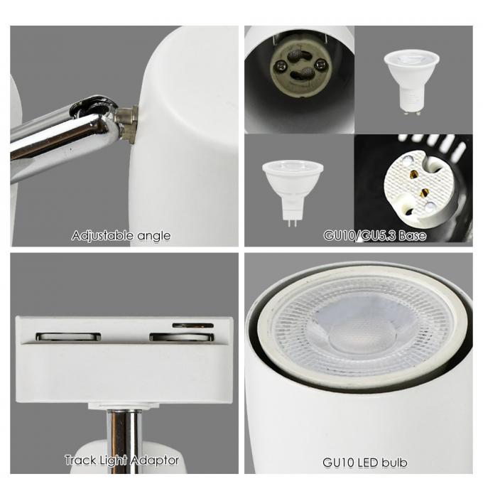 Pure Aluminum White Color GU10 Track Spotlight , G5.3 Track Light Housing